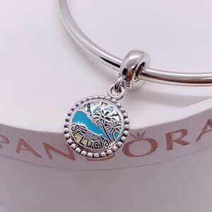 Pandora Saint Lucia Beach Exclusive Dangle Charm Bracelet Hanging S925 Silver